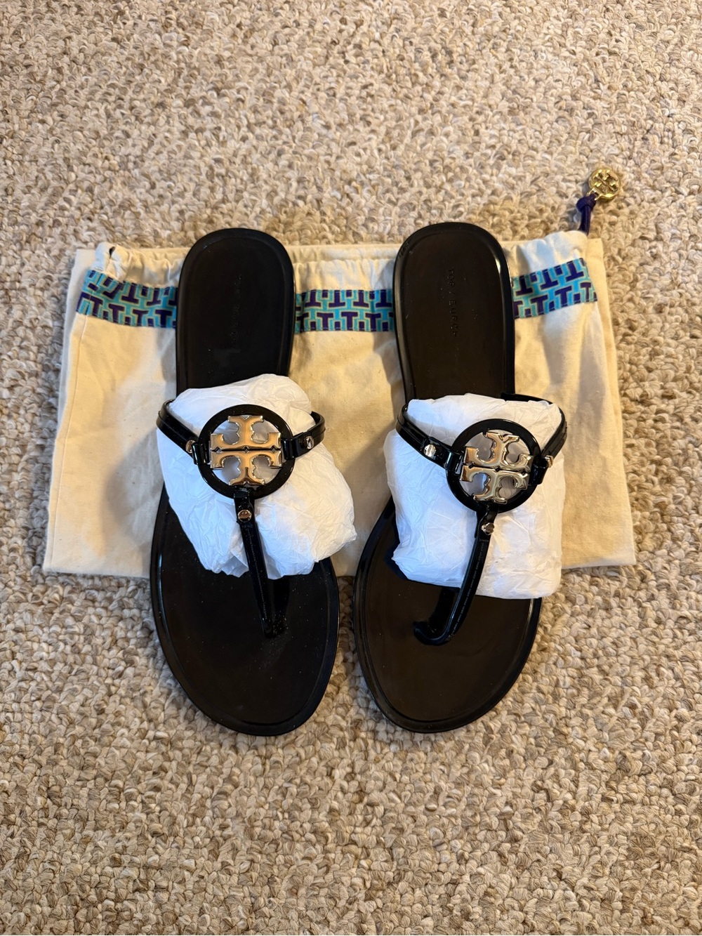 Tory Burch Black Mini Miller Jelly Sandals